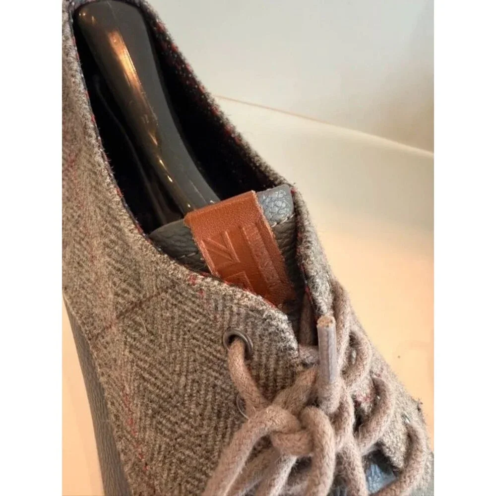Ben Sherman Men's Grey Herringbone Sneakers / Oxford Shoes - Size 10.5
